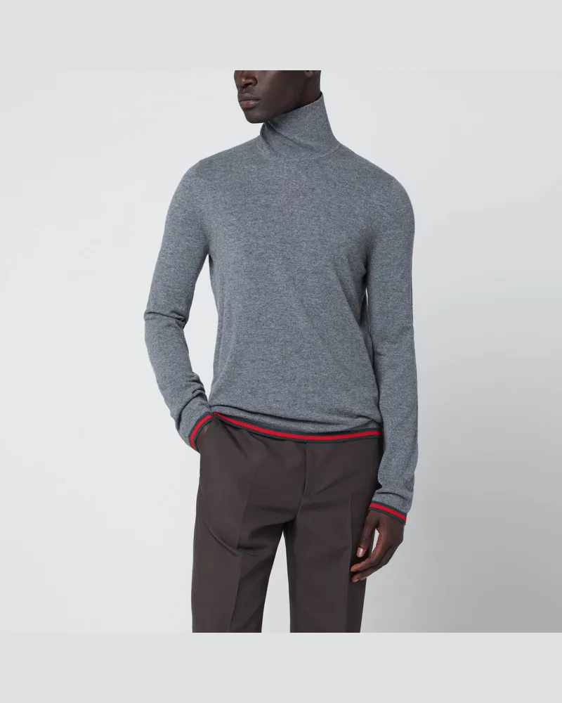 Gucci Grauer Rollkragenpullover aus Kaschmir Multicolor