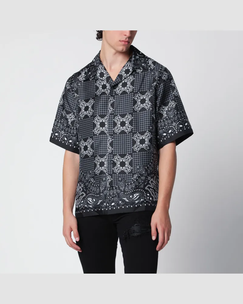 Amiri Hemd MA Check Camp aus Seide mit Karomuster in Schwarz Black