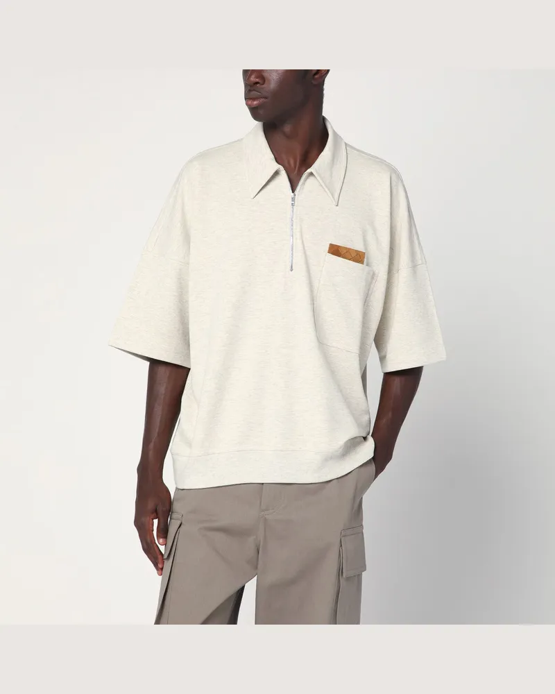 Bottega Veneta Sea salt meliertes Baumwoll-Poloshirt Grey