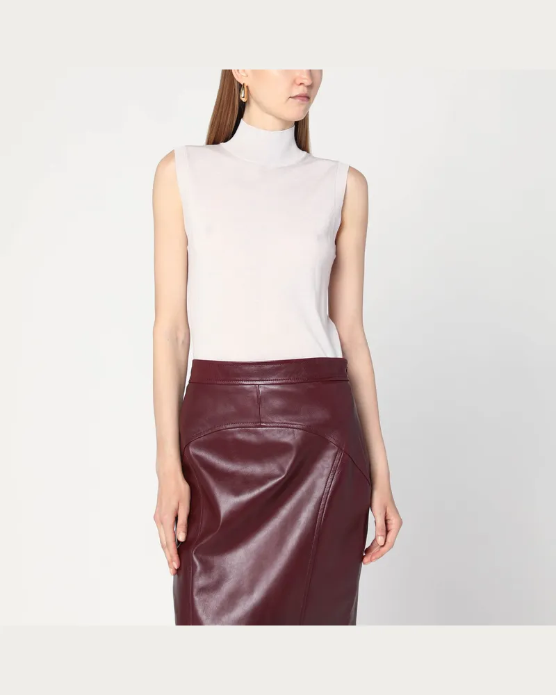 Max Mara Ärmelloses Rollkragentop in Weiß aus Wolle White