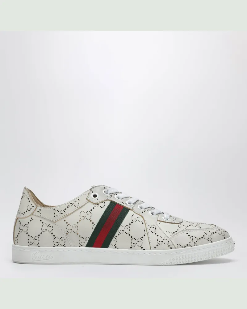 Gucci Weiße Stretch-Sneaker mit lasergeschnittenem GG-Muster White