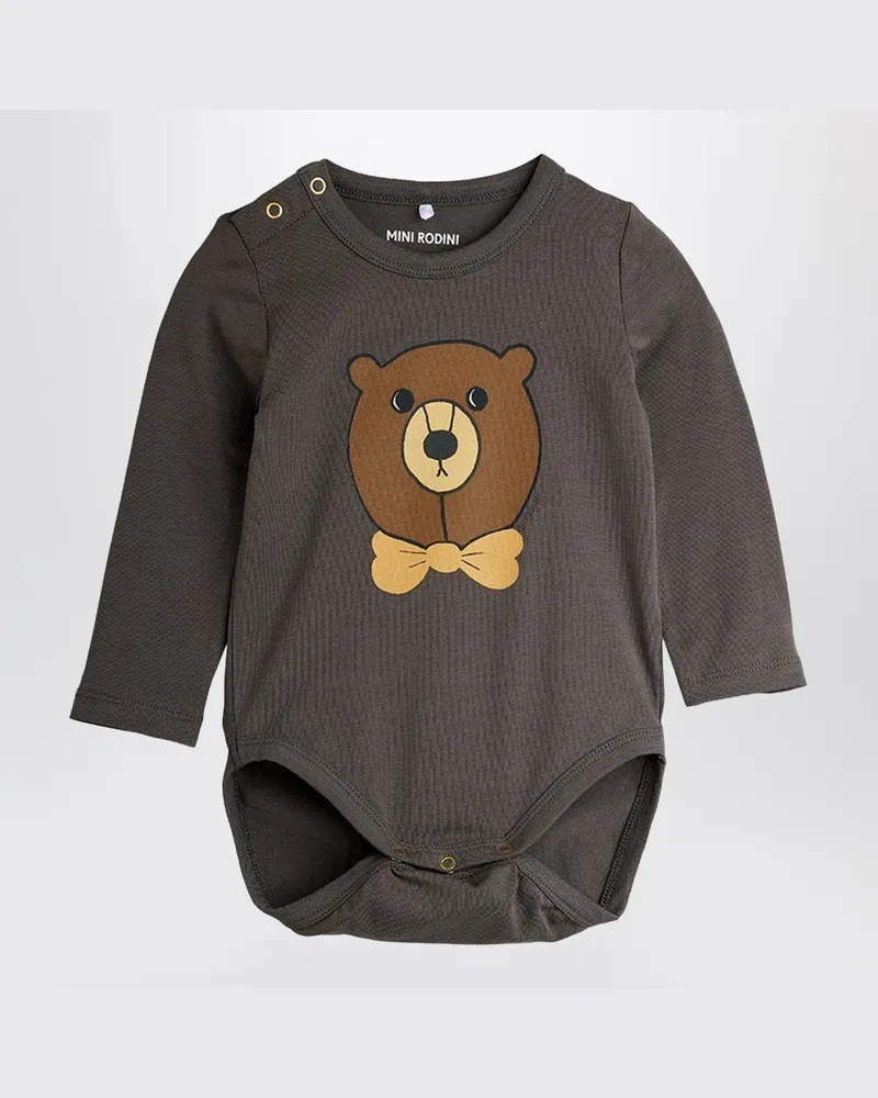 Mini Rodini Langärmeliger Body mit Bärenmotiv Grau