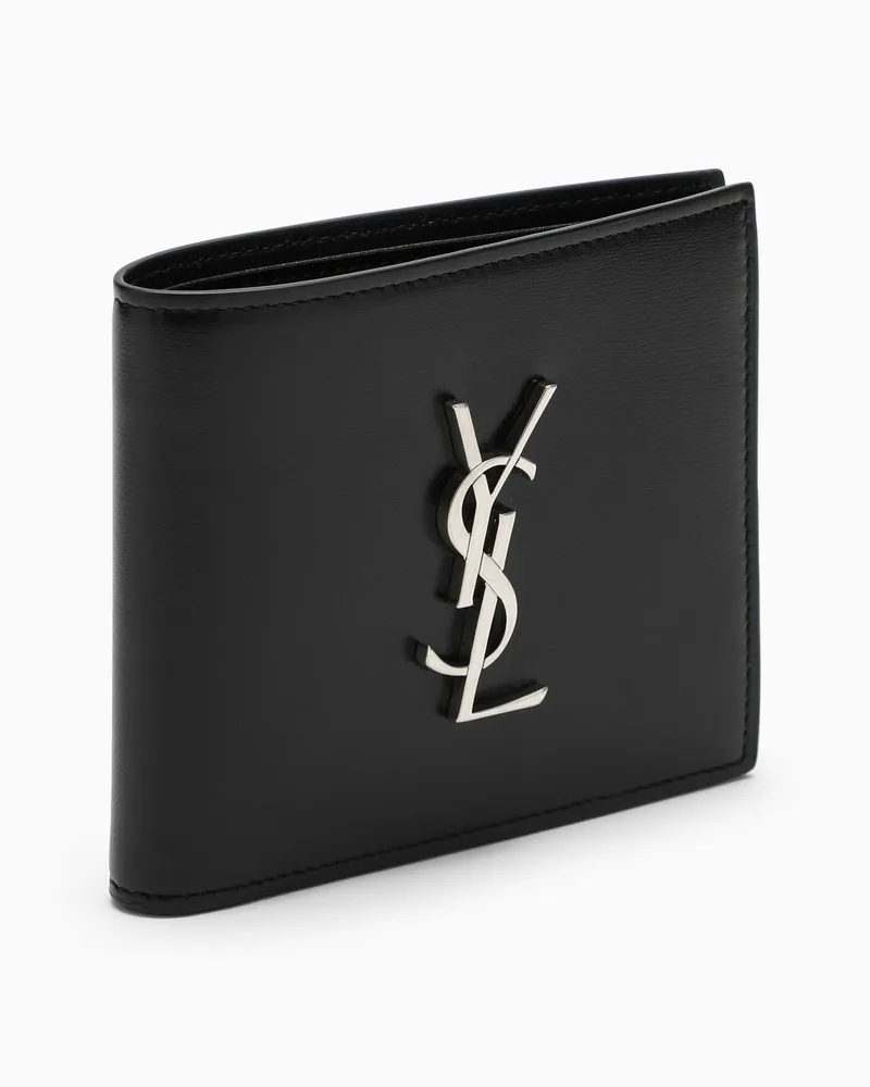 Saint Laurent Schwarzes Bifold-Portemonnaie aus Leder Schwarz