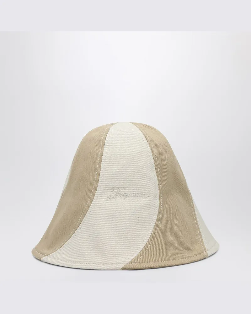 Jacquemus Bob-Hut Gelato aus beigem und weißem Canvas Beige