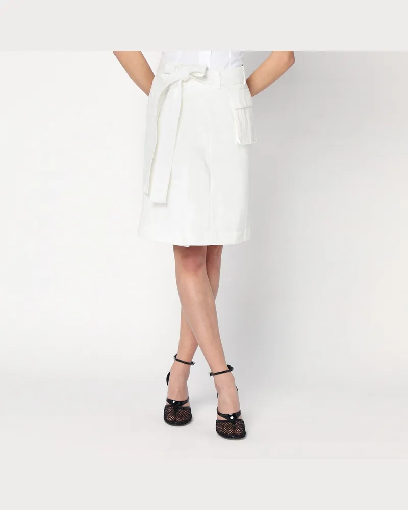 Ferragamo Weißen Wickelrock aus Baumwollmischung White