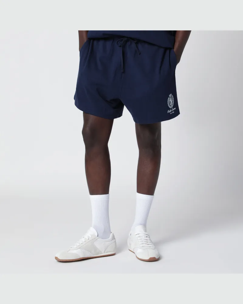 Ralph Lauren Blaue Baumwollshorts mit grafischem Logo Blue