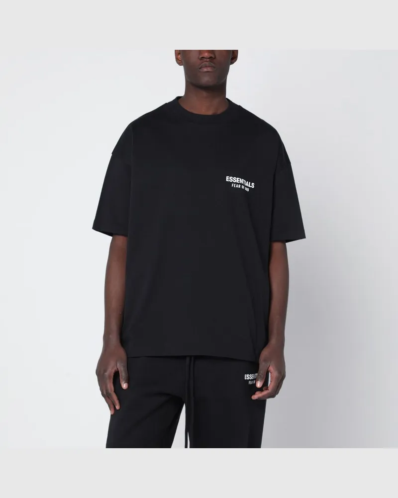 Fear of God Schwarzes ausgewaschenes T-Shirt mit Logoprint Schwarz