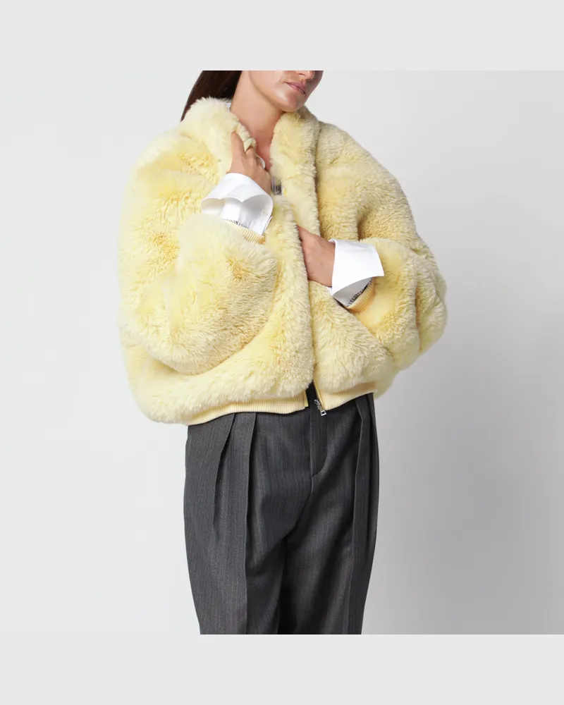 FRANKIE Shop Butterfarbene Bomberjacke aus Kunstpelz Yellow