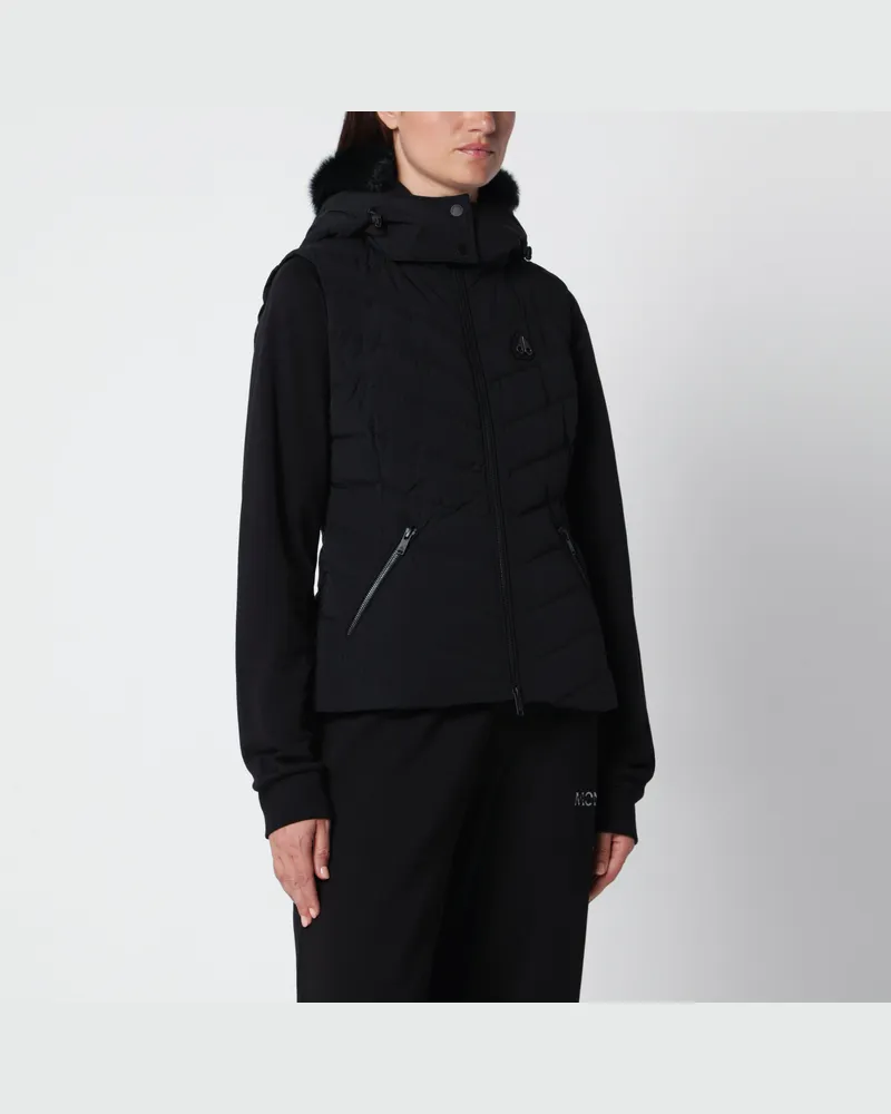 Moose Knuckles Elora schwarze Nylon-Wattierte Weste Black