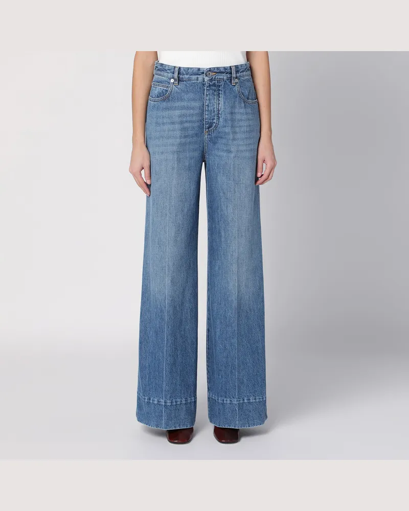 Bottega Veneta Mittelblaue Palazzo-Jeans Blue
