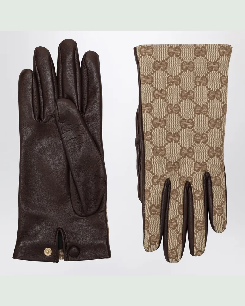 Gucci Beige Handschuhe aus GG-Gewebe Beige