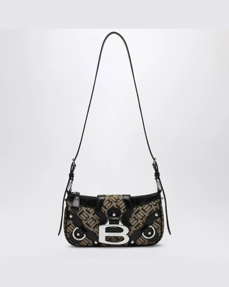Balenciaga Kleiner Essex-Tasche in Ebenholz/Beige/Schwarz Mehrfarbig
