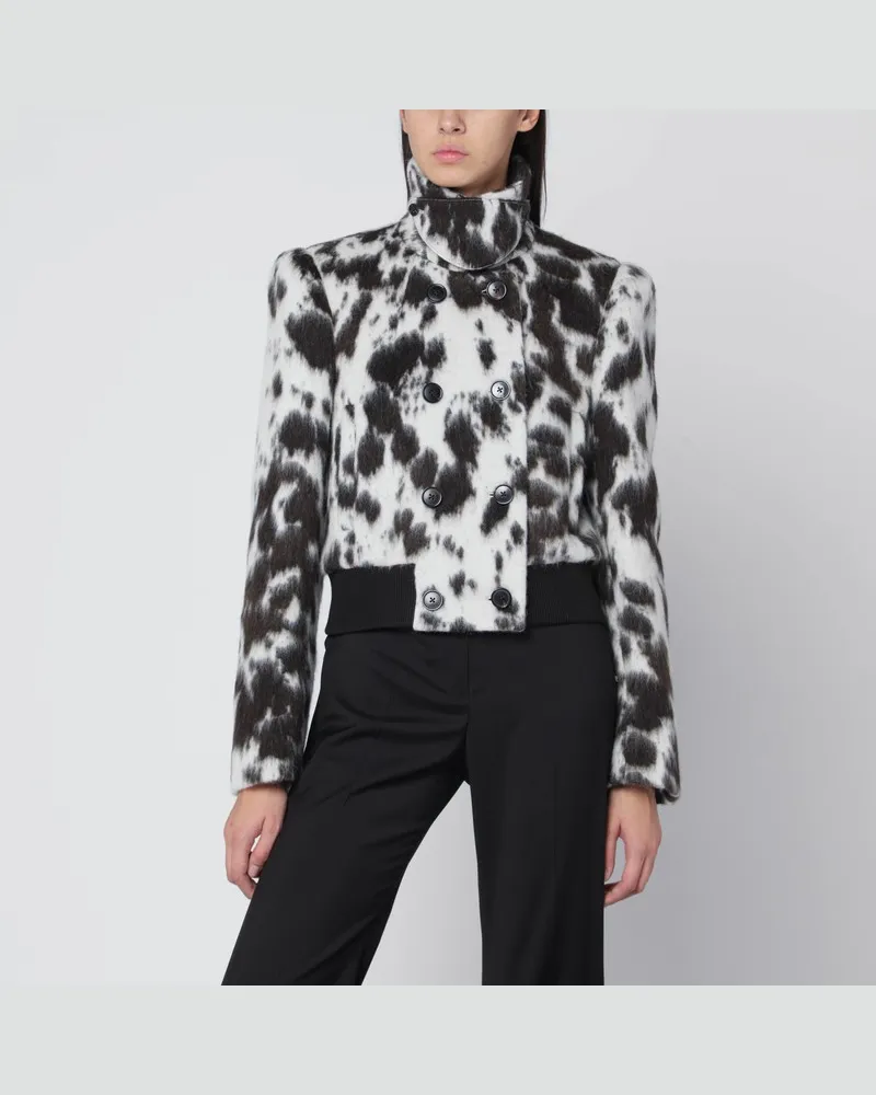 Dries van Noten Zweireihige Bomberjacke mit Kuhmuster Braun