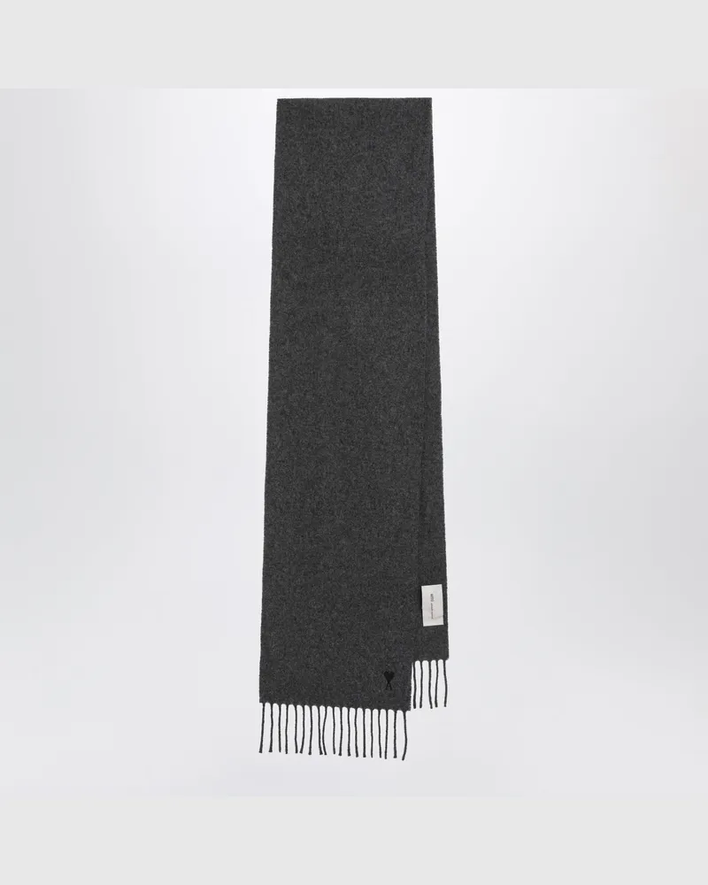 AMI Paris Grauer Ami de Coeur Schal aus Wolle Grey