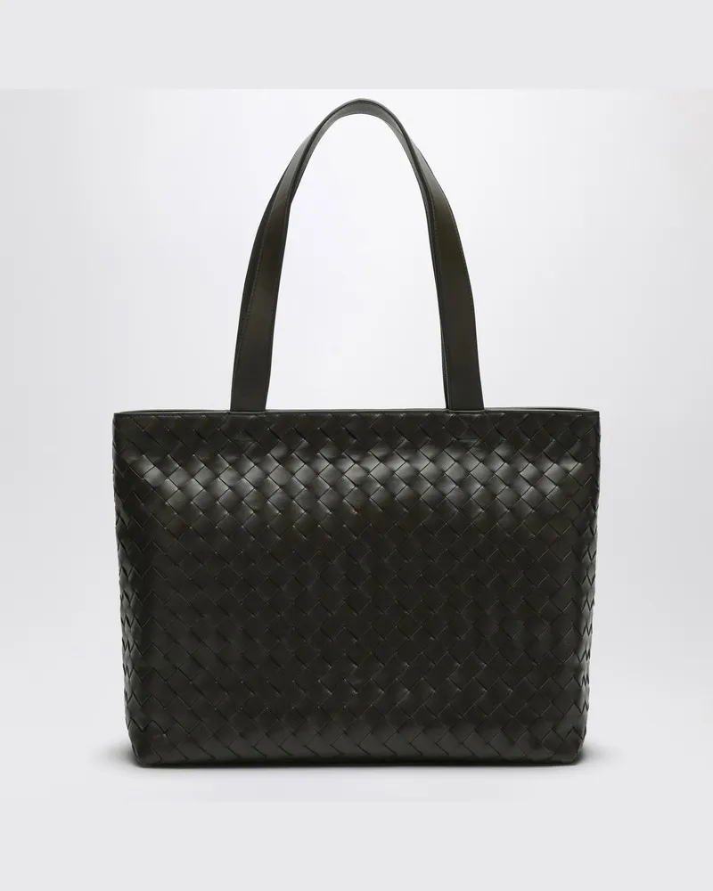 Bottega Veneta Kleine khakifarbene Tote-Bag mit Flechtmuster Grün