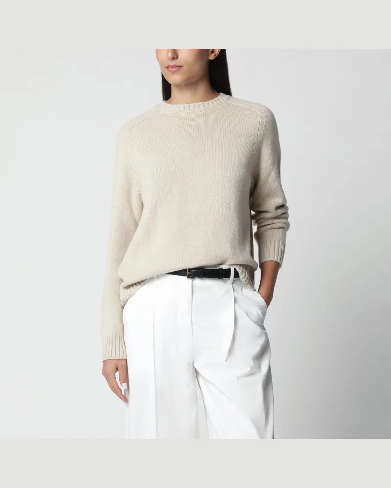 Loro Piana Rundhalspullover in Beige-Melange aus Kaschmir Beige