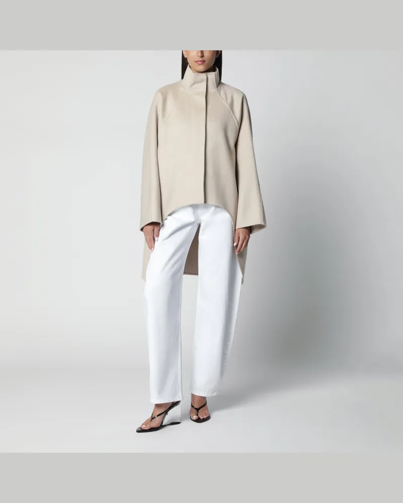 Alaïa Asymmetrischer Doubleface-Cashmere-Mantel in Beige Beige