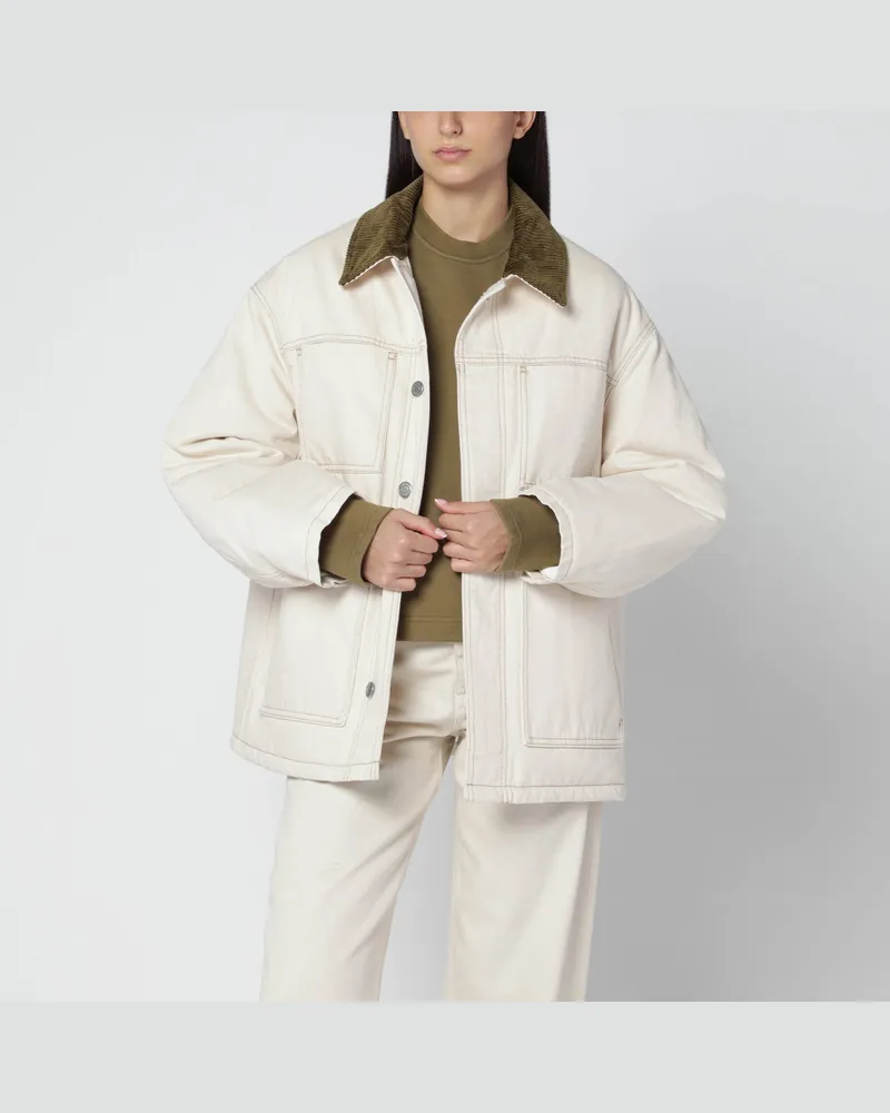 AMI Paris Gepolsterte Worker-Jacke aus Baumwolle in Elfenbein 