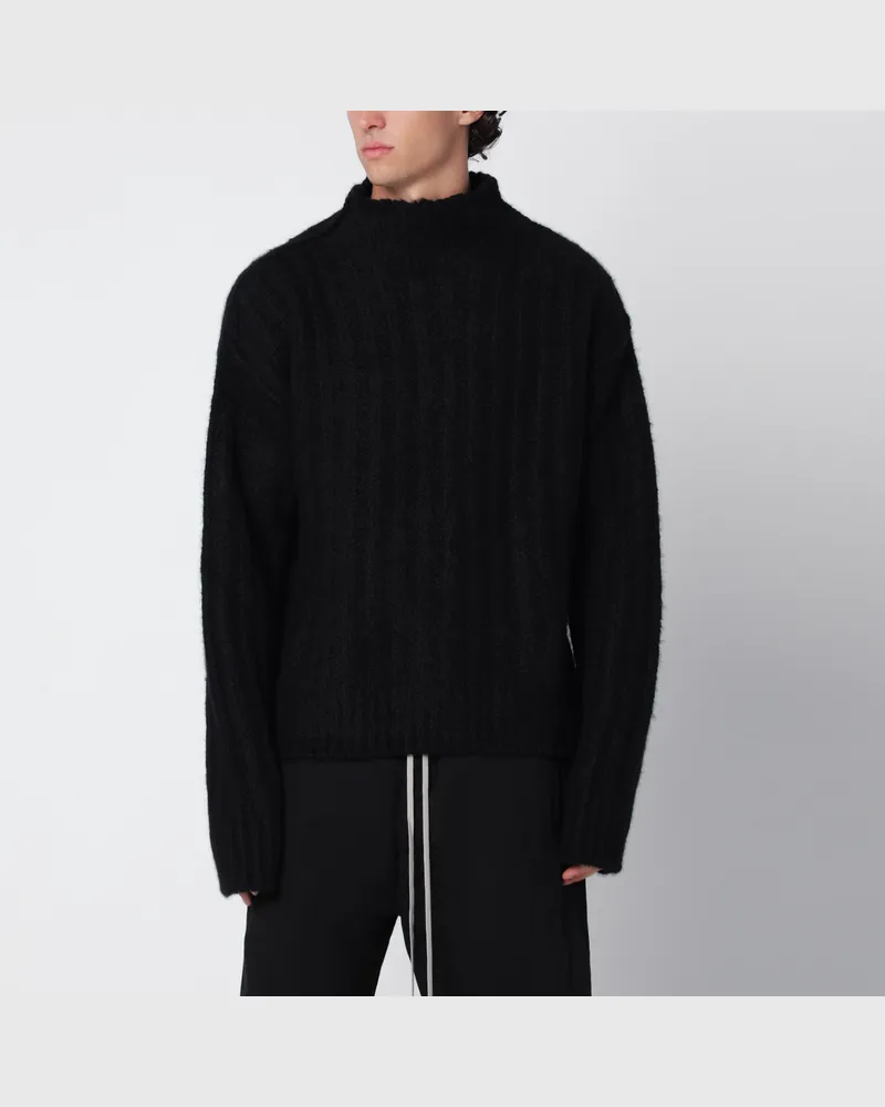 Rick Owens Schwarzer Rollkragenpullover aus Kaschmir und Seide Black
