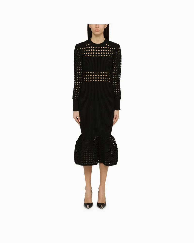 Alexander McQueen Schwarzes Midikleid aus Strick Schwarz