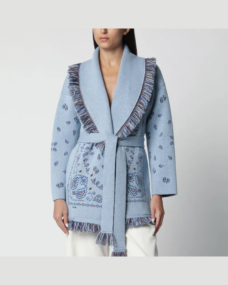 Alanui Hellblaue Strickjacke mit Bandana-Jacquardmuster Light