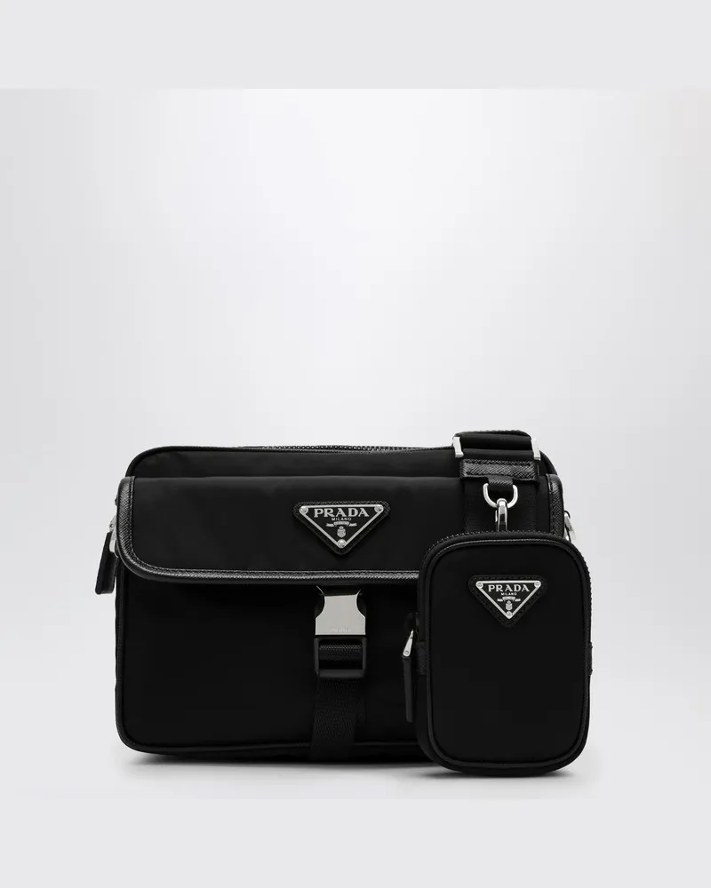 Prada Schwarze Umhängetasche aus Re-Nylon Schwarz