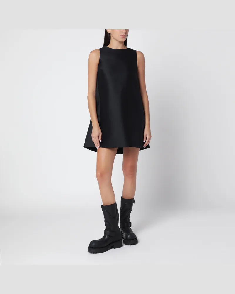 Balenciaga Schwarzes A-Linien-Kleid aus Wolle und Seide Black