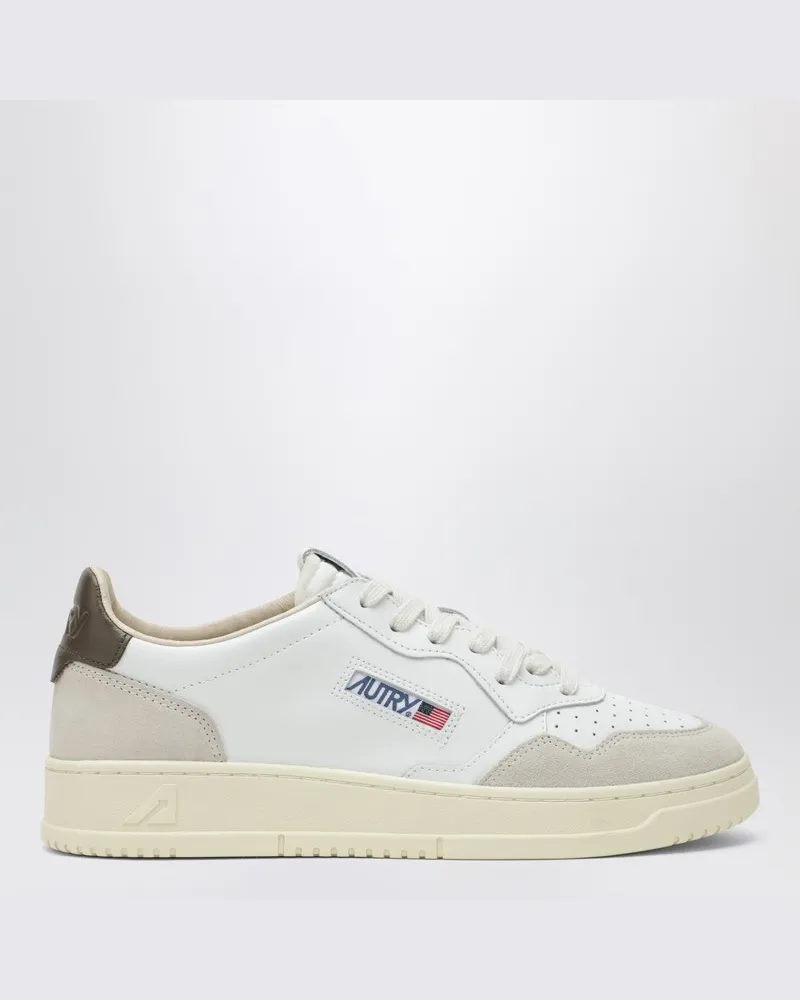 AUTRY Medalist Sneaker aus weißem und khakifarbenem Leder und Wildleder Weiß
