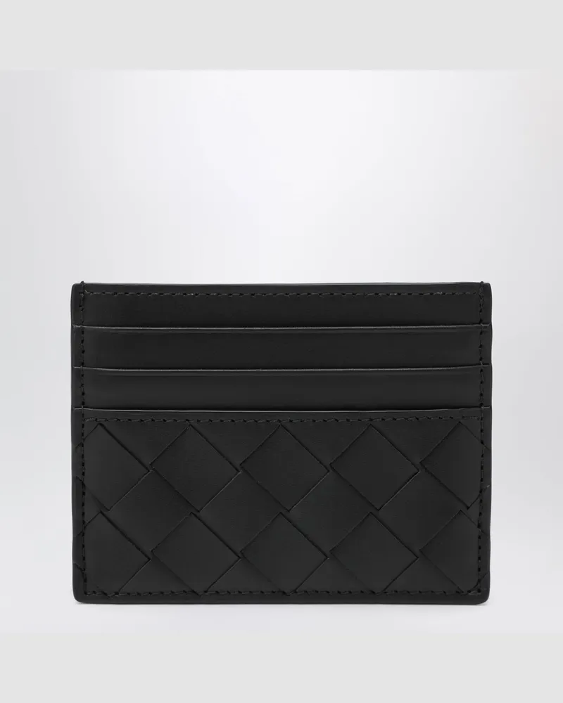 Bottega Veneta Schwarzes Kreditkartenetui mit Flechtmotiv Black