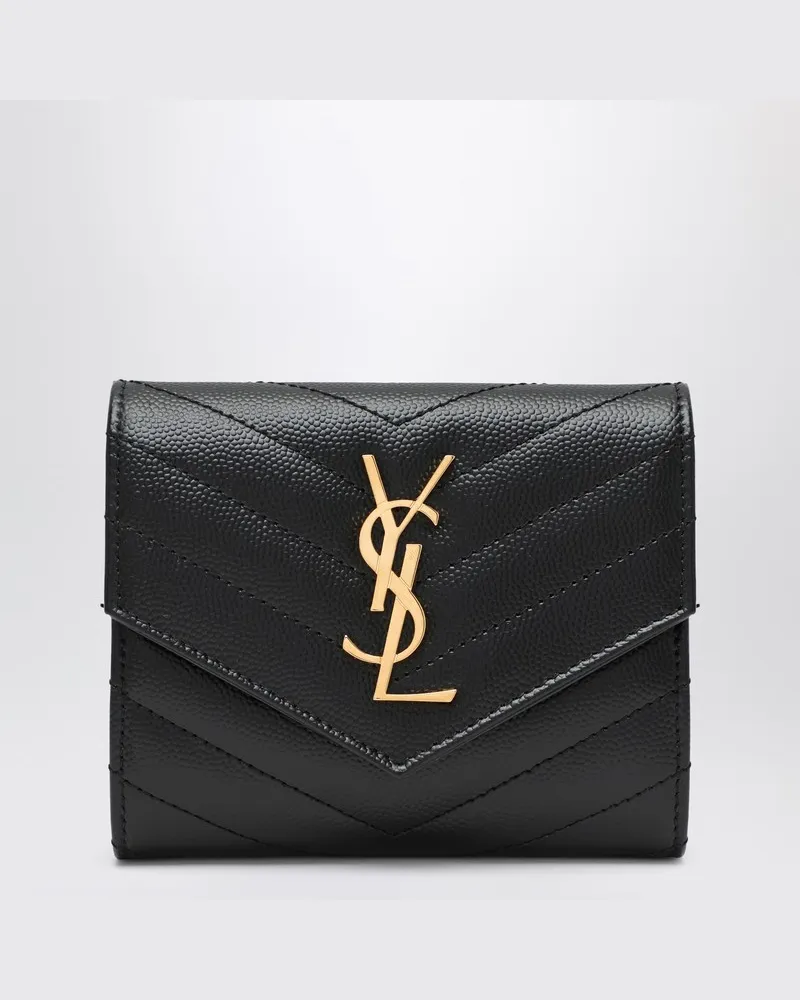 Saint Laurent Dreifache Cassandre-Brieftasche schwarz Schwarz