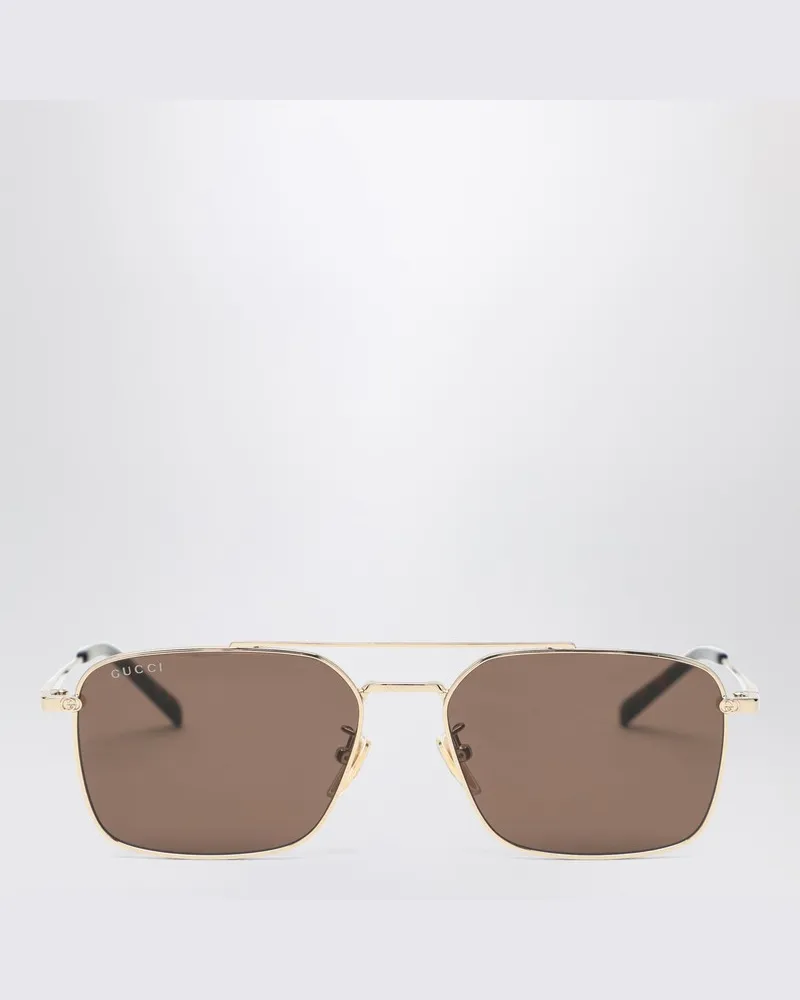 Gucci Ruthenium farbige Sonnenbrille mit Brücke Braun