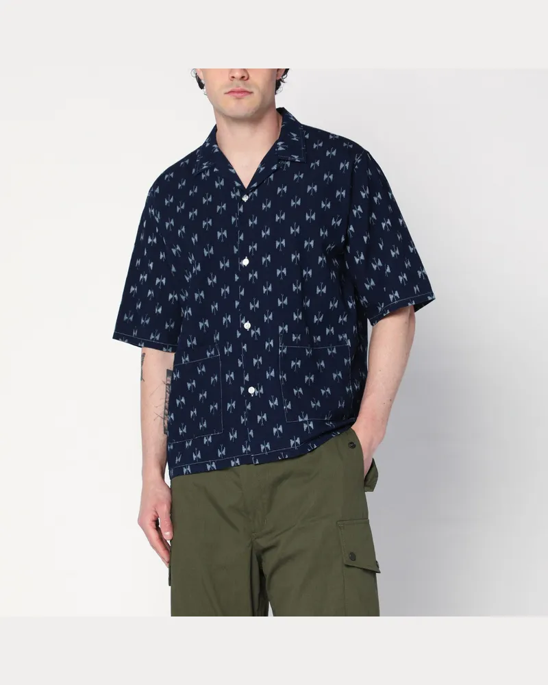 NEEDLES Blaue Denim-Hemd mit Fliegen Blue