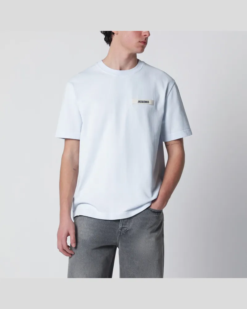 Jacquemus Hellblaues T-Shirt mit Grosgrain-Logo Light
