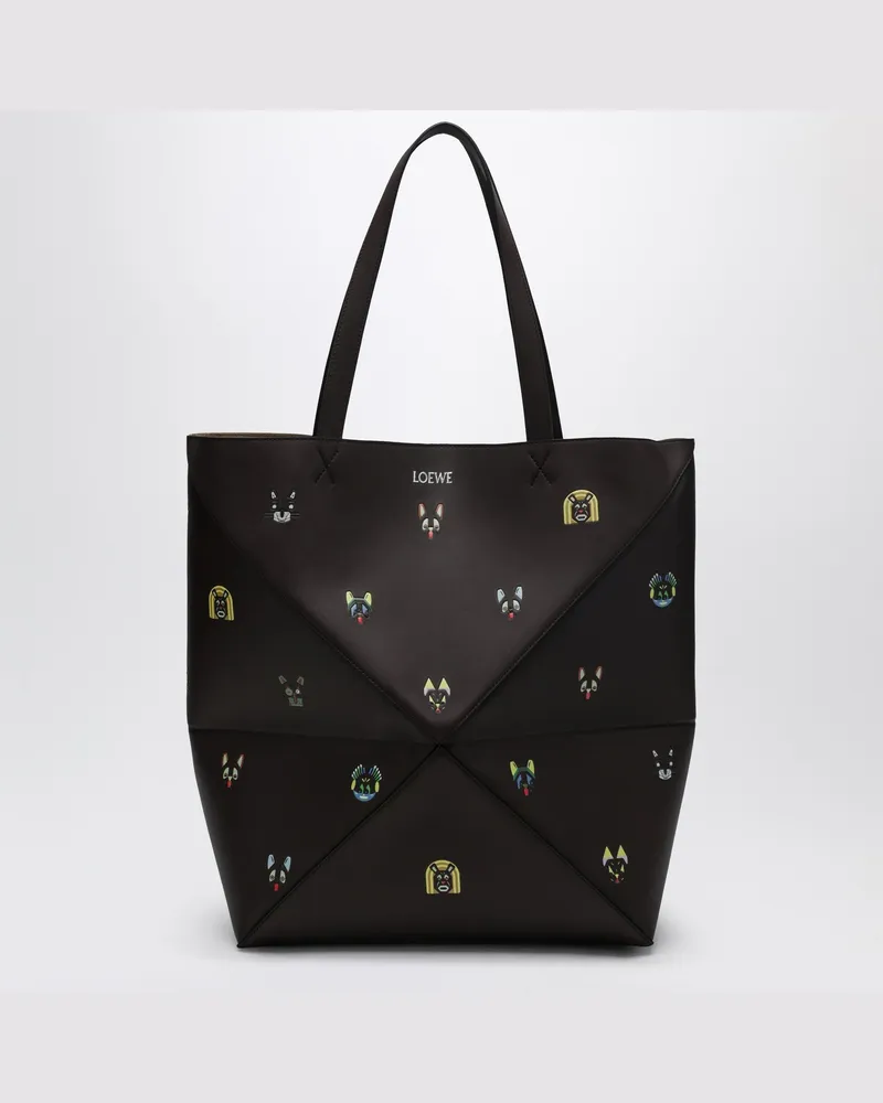 Loewe Puzzle Fold XL Cats Tasche aus braunem Leder Brown