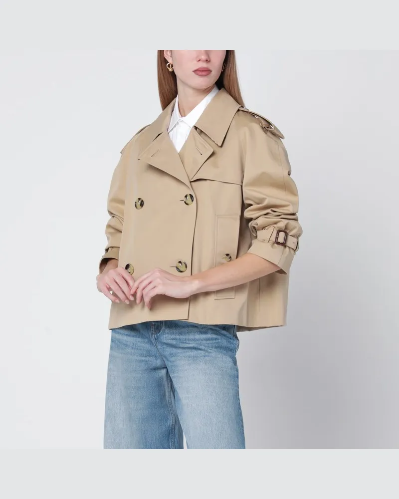 Burberry Cropped Heritage Trenchcoat aus beigefarbener Gabardine Beige