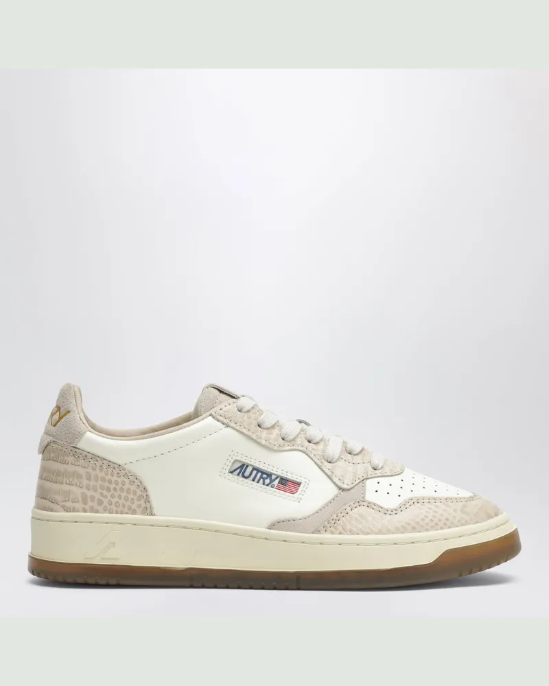 AUTRY Medalist Low Sneaker in Marshmallow/Elfenbein mit Einsätzen in Python-Optik Beige