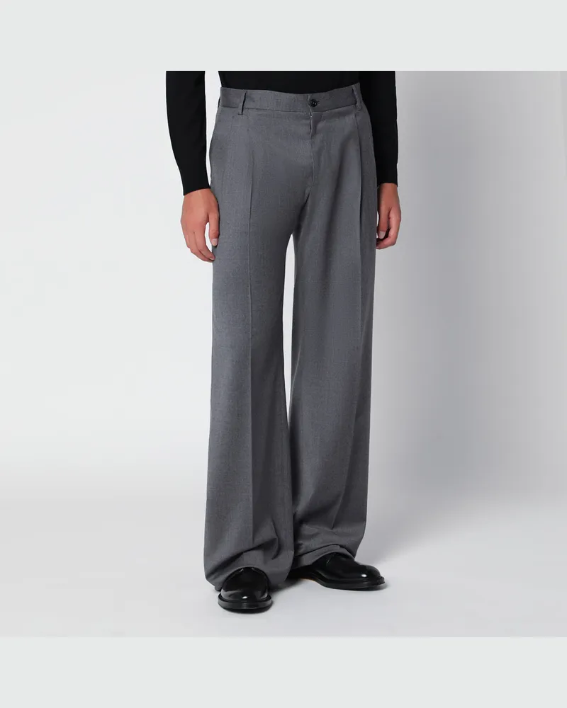 Dolce & Gabbana Flanellhose in meliertem Grau Grey