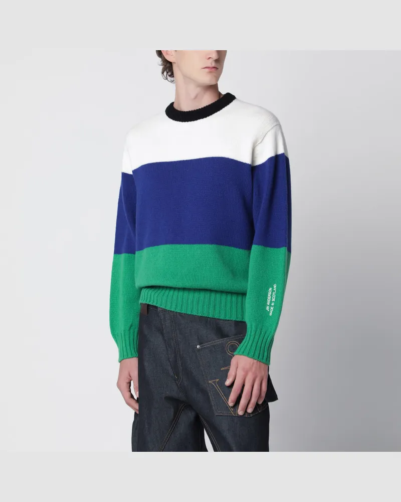 J.W.Anderson Gestreifter Herrenpullover in Blau aus Merinowolle Multicolor