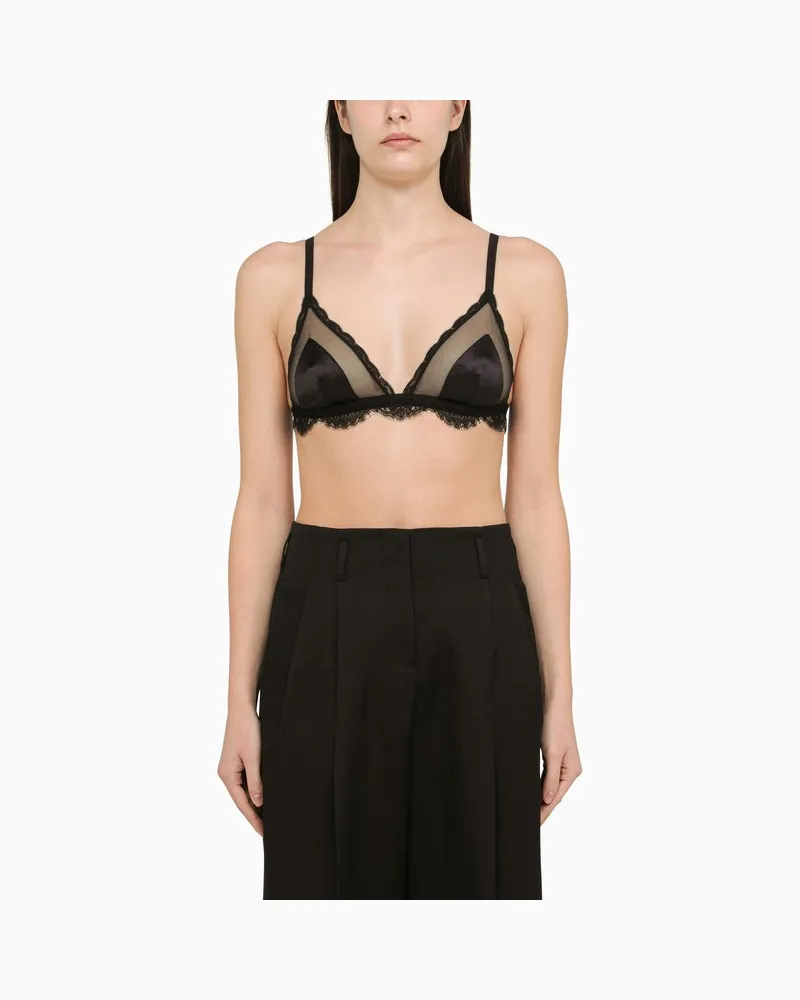 Dolce & Gabbana Schwarzer BH aus Seidensatin und Spitze Schwarz