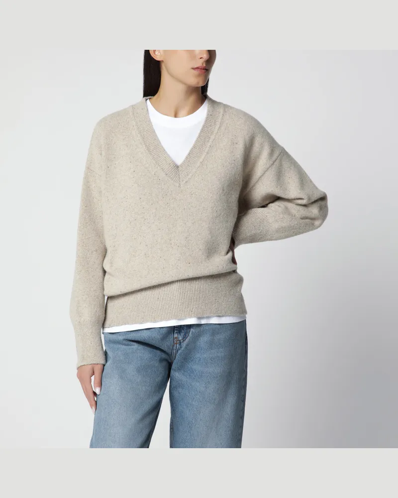 Róhe Beigefarbener Mélange-Pullover aus Wollmischung Beige