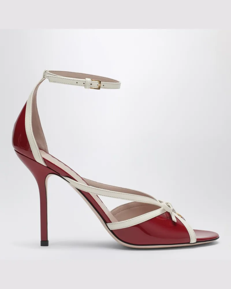 Valentino Garavani Bepointy Sandalen rot/elfenbein aus Lackleder und Ziegenleder Red