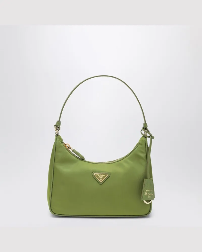 Prada Mini Re-Edition 2005 Tasche aus efeugrünem Re-Nylon und Saffiano Grün