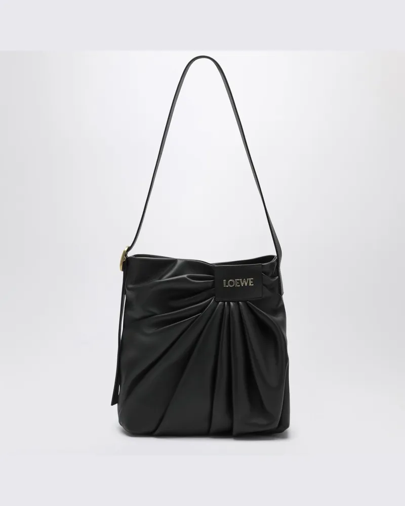 Loewe Draped Tote Tasche aus schwarzem Leder Schwarz