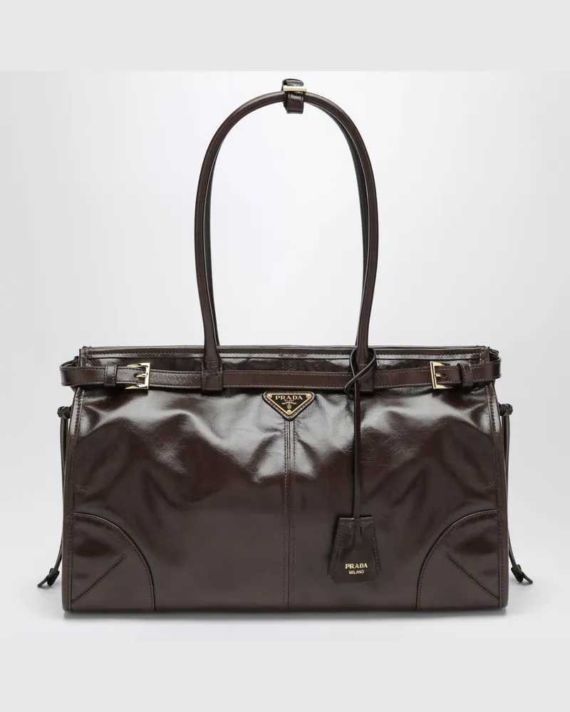 Prada Handtasche Bonnie Large aus Kalbsleder in Dunkelbraun Brown