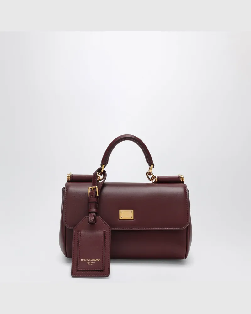 Dolce & Gabbana My Sicily Mini-Tasche in Bordeaux aus Plongé-Leder Burgundy