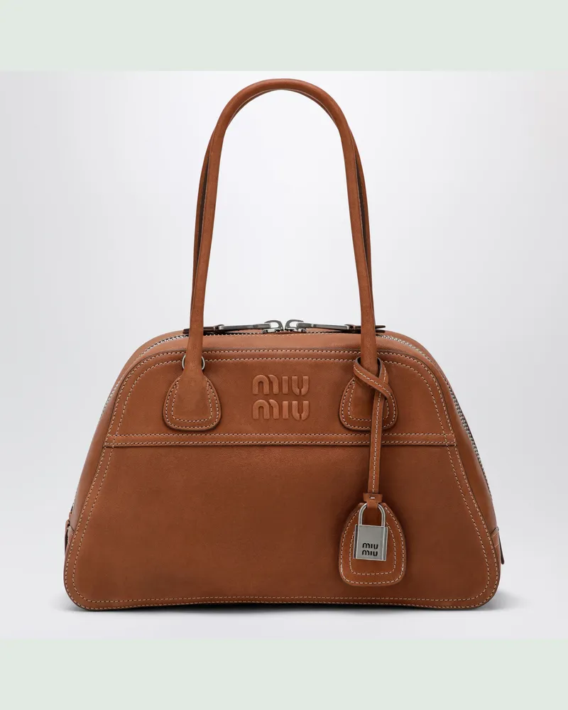 Miu Miu Vivant Handtasche aus Nappaleder in Karamell Brown