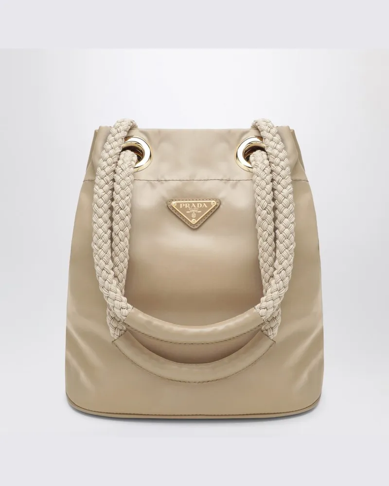 Prada Mariner small Bucket Bag aus camel Re-Nylon Beige