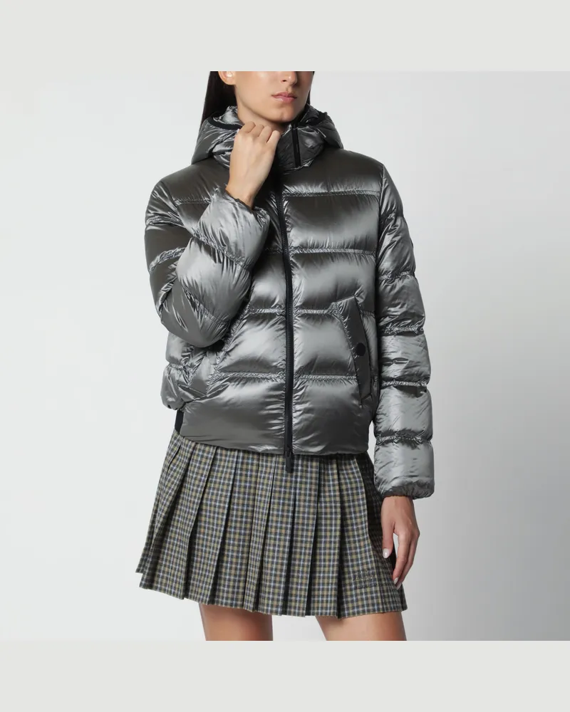 Moncler Kurze silberne Sensation Daunenjacke Metal