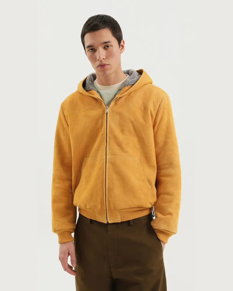 1989 STUDIO Gelbe Wildleder-Hoodie 