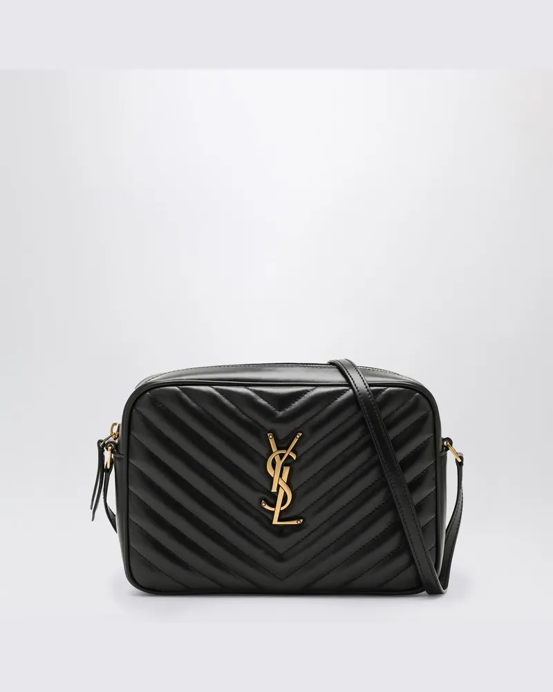 Saint Laurent Kameratasche Lou schwarzes gestepptes Leder Schwarz